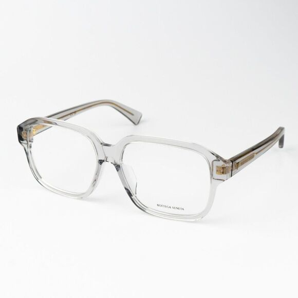 NEW  Bottega Veneta BV1295O 004 Transparent Grey Square Unisex Eyeglasses - Picture 5 of 11
